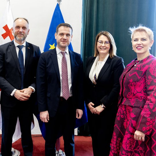 Nuotraukoje pavaizduota teisingumo viceministrė Jurga Greičienė ir kolegos iš Sakartvelo.